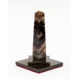 A Blue John (old dining room vein) small obelisk on Ashford marble - 8cms high