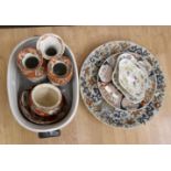 A quantity of mainly Japanese Oriental ceramics; Large dish (A/F) footbath,