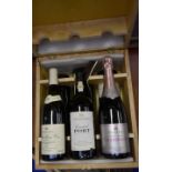 A Fortnum & Mason champagne and wine hamper containing Rose Champagne, Crusted Port,