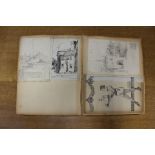 An early 20th-century scrapbook containing some original sketches by Arthur C.