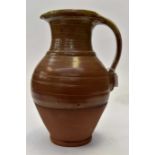 A brown glaze and terracotta, Studio pottery jug,
