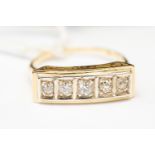 An Edwardian gold and diamond five stone ring,