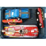 Tinplate vehicles including Japanese Sedan and Fire Chief,