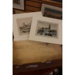 A collection of prints, predominantly 18th & 19th century etchings and lithographs,