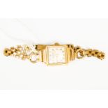 A circa 1930's 18ct gold Pesag ladies watch, square dial, diameter approx 13mm,
