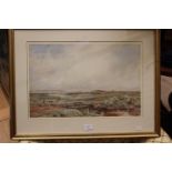 Claude Hayes (Irish, 1852-1922), a coastal landscape with a horseman, signed l.l., watercolour, 33.
