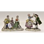 Two group Continental porcelain figures, one male and female dancing, Capodimonte,