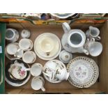 A Queen Charlotte (18 piece) tea service, a 'Queens' ebony cabinet cup and saucer,