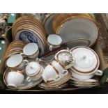 A Noritake Cecile Gold (4359) 8 piece dinner service including dinner, soup, side plates,