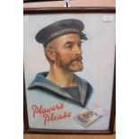 A 'Player's Please' cigarette advertising poster, depicting a sailor in uniform,