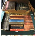 Collection of leather-bound books, including 25-volume-set of Scott,