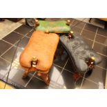 Three various leather saddle stools (3)