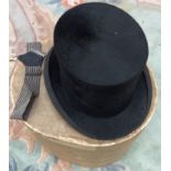 Vintage Berrills Tailors of Northampton containing Christy's London gents silk top hat (1)