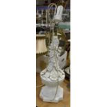 Large table lamp with floral design.