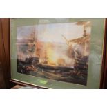 after George Chambers a large fascimile colour print of: "The Bombardment of Algiers" ,