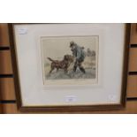 Henry Wilkinson (British, 1921-2011) retrieving pheasant, signed and numbered 38/150, etching,