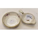 A small Royal Crown Derby Antoinette bowl and tea strainer