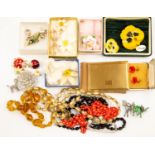 Costume jewellery to include vintage boucher rhinestone set budding flower brooch,