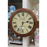 A late 19th Century large mahogany cased circular clock, inscribed 'HA Gill, 18 Fishergate,