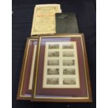 Two framed sets of miniature Baxter prints depicting a young Queen Victoria and Prince Albert as