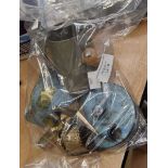 Assorted metal items including pewter mug A/F