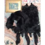 2 Art Deco black fur wraps,
