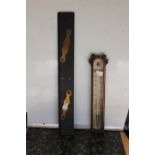 An ebony and brass 19th Century navigation rule; together with a small 19th Century thermometer,