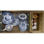A part Tonquin by Myott blue and white service including lunch plates, tea pot, soup bowls,