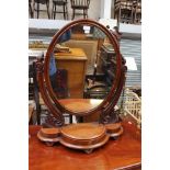 A Victorian mahogany adjustable dressing table mirror,