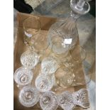 Edinburgh Crystal decanter with eight glasses plus a set of six Studio glass tumblers