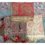 Three Victorian shawls, the large one being from around 1860,