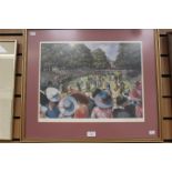 Sherree Valentine Daines, Ascot with horses and spectators, limited edition print, signed I.