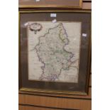 Robert Morden, hand colour copper engraving depicting Staffordshire,