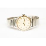 A Jaeger- LeCoultre chrome plated bracelet watch WWII circa reg.