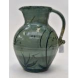 A green Studio pottery jug by Springfield Pottery, Philip Leach, stamps to base,