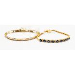Two 14ct gold bracelets one with sapphire, combined total gross weight approx 21.