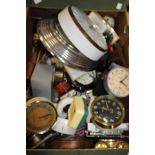 Collection of small alarm clocks mid - late 20th Century wall clocks and travel clocks