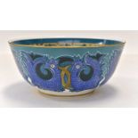 Susie Cooper for Wedgwood "Chou Dynasty" bowl decorated with stylized hens and dragons to interior