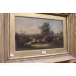 Late 19th Century William Henry Yates, oil on canvas, river landscape Rainham, Kent dated 1899,