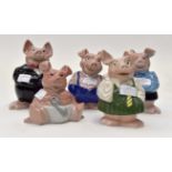 Five Wade pig money boxes,