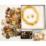 Costume jewellery to include Monet gilt metal necklace and clip on earrings,