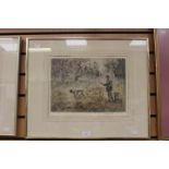 Henry Wilkinson (British, 1921-2011) pheasant shooting scene, signed and numbered 80/800, etching,