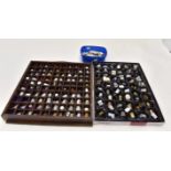 Thimbles, Ivory bone, Pewter, glass, enamel etc in a presentation box,