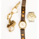 A vintage gentlemen's Roamer 9ct gold wristwatch, two 9ct gold lady's wristwatches,