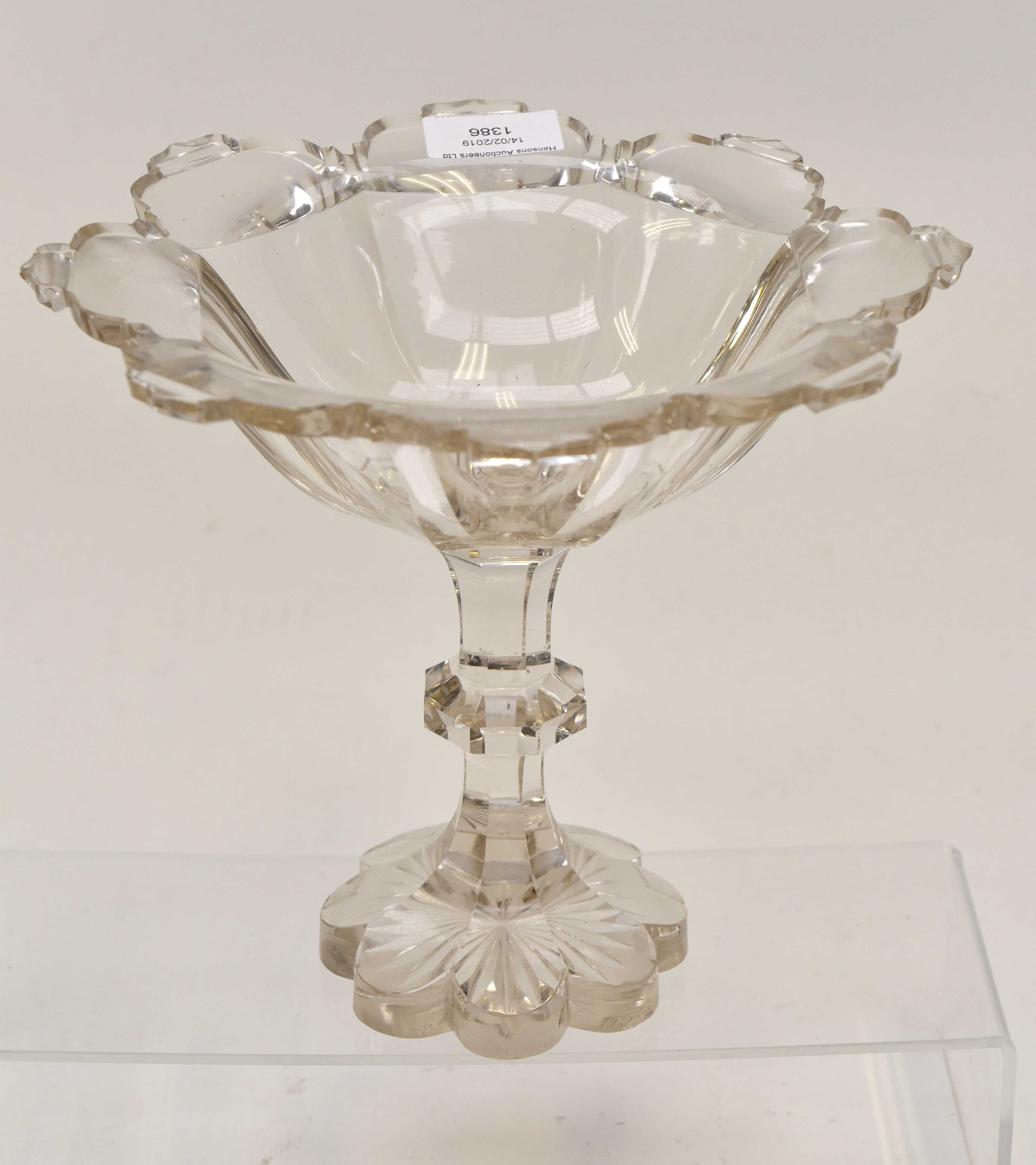 A mid 19th Century Gothic clear cut glass comport
