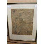 Collection of three framed antique maps: Jean Janvier 18th-century map of the southern part of the