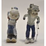 Lladro pair of figures skiing,