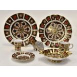 Collection of Royal Crown Derby 1128 plates, bonbon dish, coffee can and saucer,