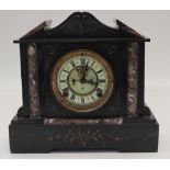 Late 19th Century American marble and slate mantel clock with enamelled dial key
