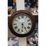 Late 19th Century mahogany school clock,